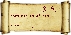 Kazsimir Valéria névjegykártya